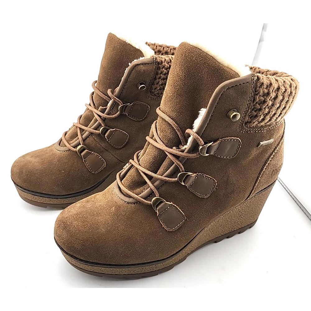 Cougar Pamela Waterproof Boots Women’s Size 9 – Brown – Wedge Winter Lace‑Up